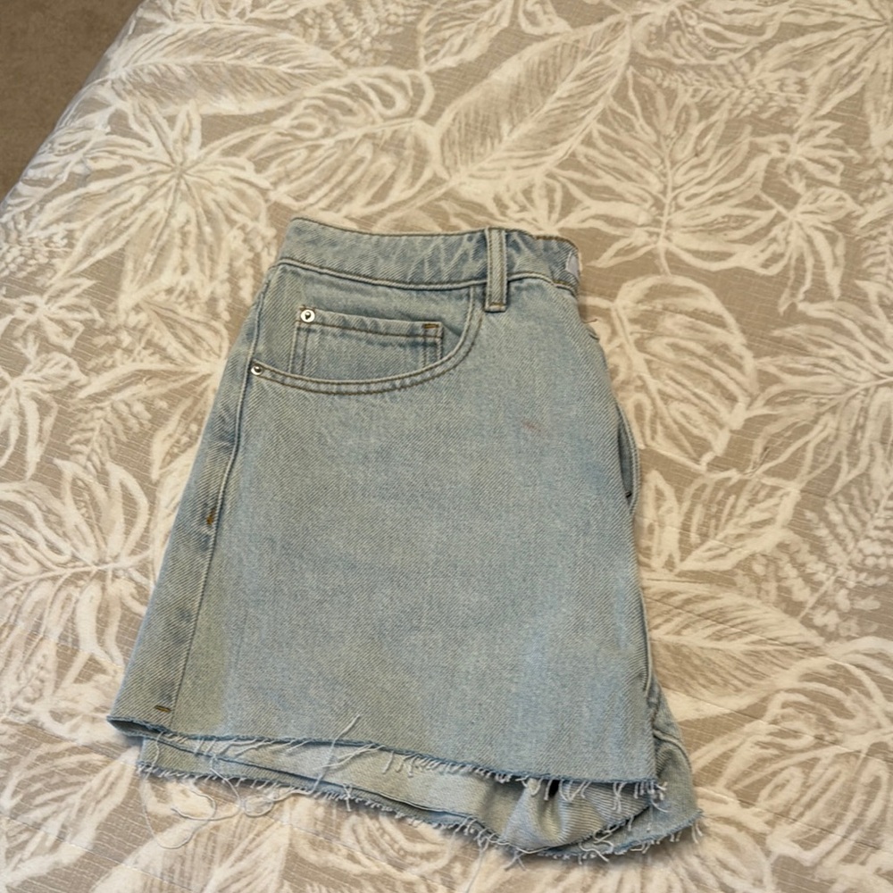 WeWoreWhat Blue Asymmetrical Mini Pencil Shorts